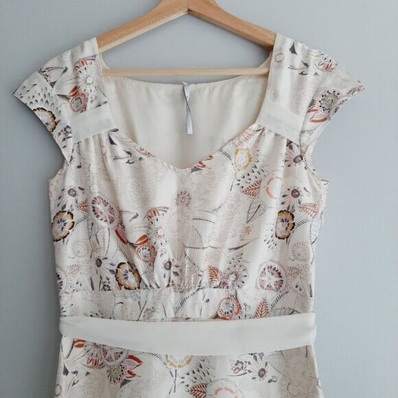 INWEAR BLACK LADYBIRD / Denmark Kitomi 100% Silk Floral Knee Length Dress Sz 6 - Picture 3 of 14